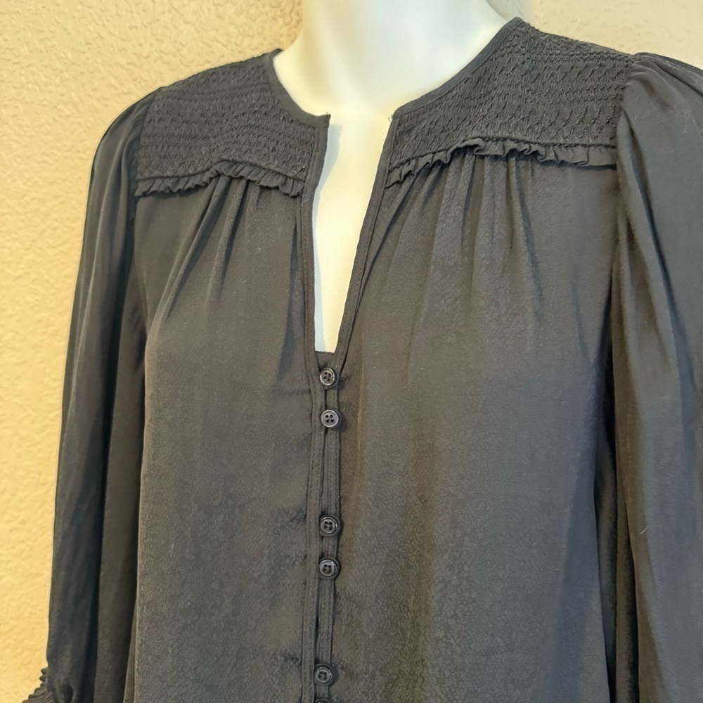 Anthropologie Black Snakeskin Blouse - Picture 7 of 9